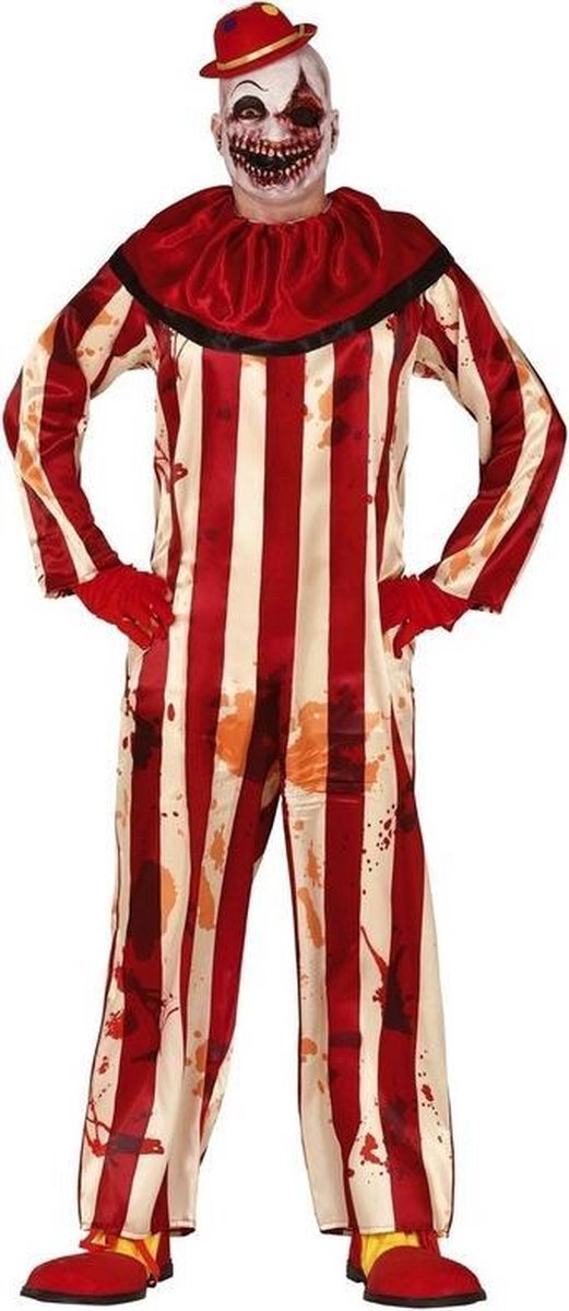 - Horror clown Billy verkleed kostuum rood/wit voor heren - Killer clownspak - Halloween verkleedkleding L (52-54)