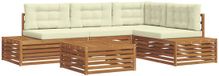 vidaXL Ensemble de canapé d'extérieur avec coussin 5 pièces Naturel et Crème