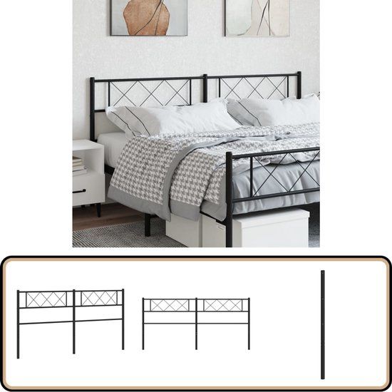vidaXL Hoofdbord - Metaal - Zwart - 200 cm