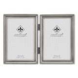Lawrence Frames 11535D Antieke tinnen scharnierende dubbele 3x5 fotolijst - Beaded Edge Design