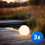 RexTech LedKoning B.V. Solar bol lamp 'Gemini' - 20 cm - Set van 3 - Buitenlamp op zonne-energie met afstandsbediening - Warm wit 3000K