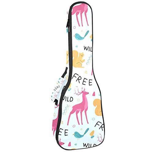Mersov Concert Ukelele Rugzak, Heavy Duty Ukulele Case Bag met Opslag, Sopraan Concert Tenor Ukelele 10MM Gewatteerde Bag - Black SheepsForest Dieren Woorden