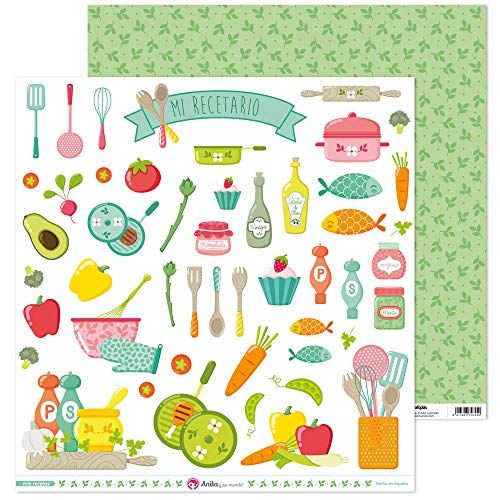 Anita y Su Mundo Anita en Zijn Welt Collection Mijn recepten papier voor scrapbooking, 30,5 x 30,5 cm