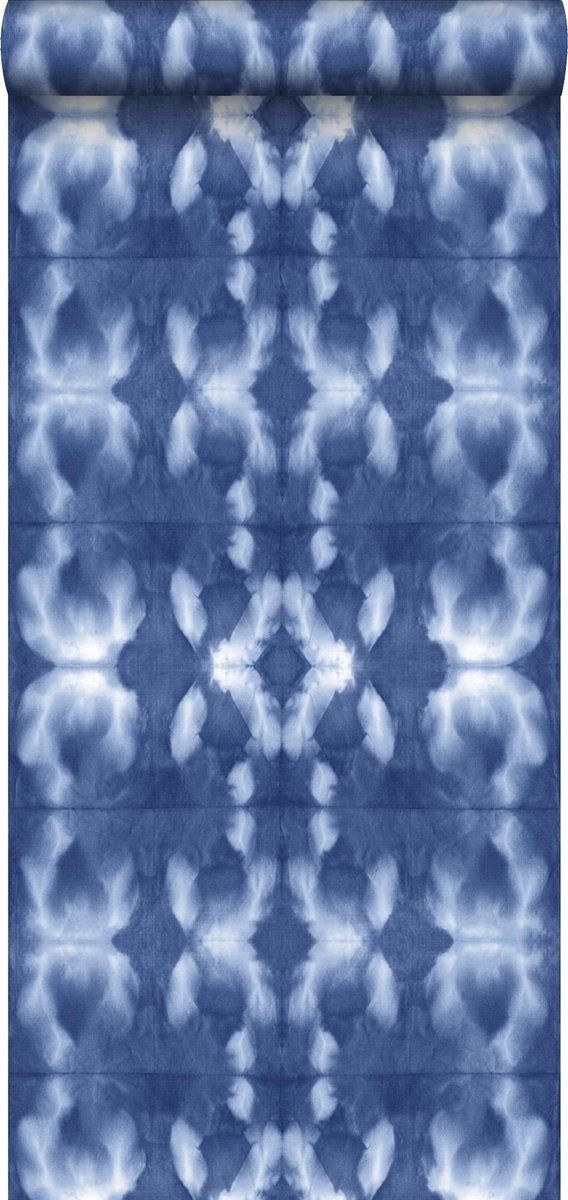 Esta Home behang tie-dye shibori motief jeans indigoblauw - 148685