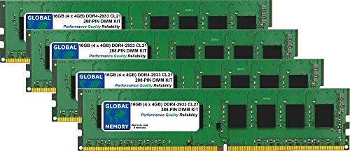 GLOBAL MEMORY 16 GB (4 x 4 GB) DDR4 2933 MHz PC4-23400 288-PIN DIMM Memory Ram Kit voor PC Desktops/Moederborden