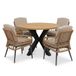 LUX outdoor living Cleve Cleve antraciet/Alicante zand dining tuinset | 4 personen | teakhout + wicker | 120cm rond