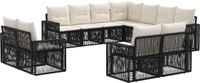 vidaXL Tuinbank Set 11-delig Zwart en Crèmewit Polyrattan