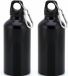 Bellatio Design Makito Western Europe Aluminium waterfles/drinkfles - 4x - met schroefdop en karabijnhaak - zwart - 400 ml - Sportfles - Bidon