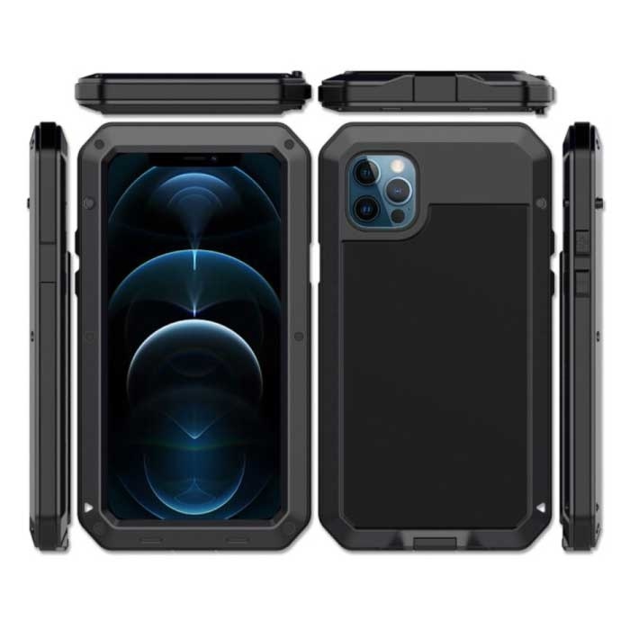 R-JUST R-JUST iPhone 14 Plus 360°  Full Body Case Tank Hoesje + Screenprotector - Shockproof Cover Metaal Zwart
