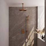 Brauer Copper Carving Thermostatische Regendoucheset Inbouw - Hoofddouche 30 cm - 3 Weg - Handdouche Staaf - Doucheslang - Geintegreerde Glijstang