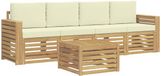 vidaXL - Buiten - bank - set - 5 - st - Wit - en - crèmekleurig - Polyester