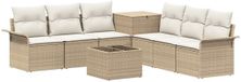vidaXL Bankstel Beige en Crème Wit Poly Rattan en Staal