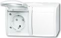Busch-Jaeger ABB 2CKA002084A0723 Geaard stopcontact Aanraakbeveiliging IP44 Wit, Zuiver wit (RAL 9010)