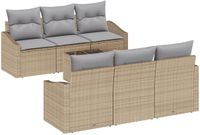 vidaXL - Bankstel - 7-delig - Beige en Lichtgrijs - Polyrattan