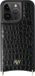 AVY Leren Hoesje geschikt voor Apple iPhone 15 Pro | Compatibel met MagSafe | Leather Case | Back Cover | Croco Zwart