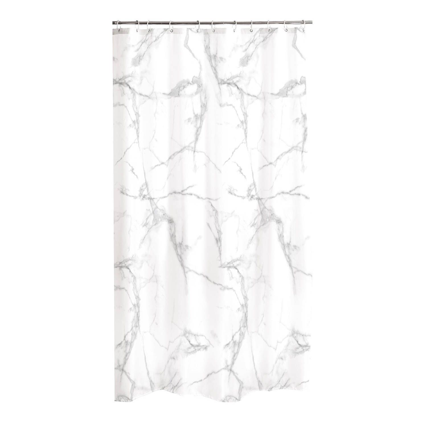 Livetti Douchegordijn - 180x200 - Incl. Ringen - Polyester - Marble - Wit