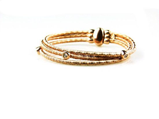 Model Umi Armband Zilver Roze Verguld Zirkonia 3 Rijen