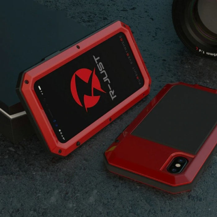 R-JUST R-JUST iPhone XR 360°  Full Body Case Tank Hoesje + Screenprotector - Shockproof Cover Rood