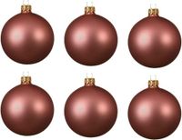 Decoris Kerstballen - 6 stuks - Oudroze - 8 cm - Glas - Mat - Velvet