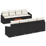 vidaXL Tuinbank Set Zwart en Crème Poly Rattan