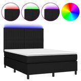 VidaXL Boxspringbed met Matras en LED-verlichting, Stof, Zwart, 160x200 cm