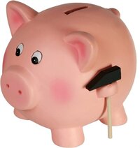 Out of the Blue Roze Spaarvarken met Hamer in Houten Box