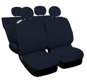 Auto Lupex Auto Accessori Autostoelhoezen, compatibel met Cinquecento 500, gemaakt in Italië, polyester-katoen, set voor voor- en achterstoelen (blauw met volledige rugleuning)