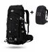 CarryQuest® Sac à dos de randonnée 60L - Sac à dos de randonnée en nylon avec housse de pluie, ventilation dorsale, poches latérales en mesh, poches ceinture, bande réfléchissante & 72x34x25 cm - Noir