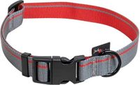 Jack and Vanilla Halsband voor grote honden - Maat XL - Verstelbaar 39 / 65 cm - Polyester - Grijs / rood