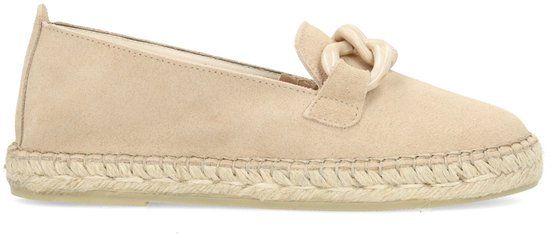 Manfield Dames Beige Suède Espadrilles met Chain - Maat 42