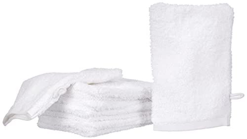 NatureMark Set Van 10 Washandjes, 100% Katoen, Wit, 10 -pack 15x21cm