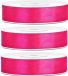 Merkloos 3x Hobby/decoratie donker roze satijnen sierlinten 1,2 cm/12 mm x 25 meter