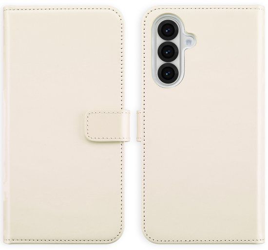 Selencia Echt Leren Bookcase voor de Samsung Galaxy A36 / A56 - Greige