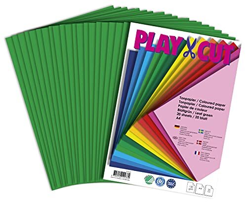 PLAY-CUT Gekleurd papier, A4, 130 g/m2, bladgroen, 20 vellen, effen kleur