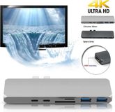 DrPhone 7-in-1 USB-C Hub - Thunderbolt 3 - 4K HDMI - SD & MicroSD - Space Grey