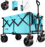 Sans marque Remorque pliable avec grandes roues et freins - Chargeable jusqu'à 102 kg - Bleu