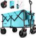 Sans marque Remorque pliable avec grandes roues et freins - Chargeable jusqu'à 102 kg - Bleu