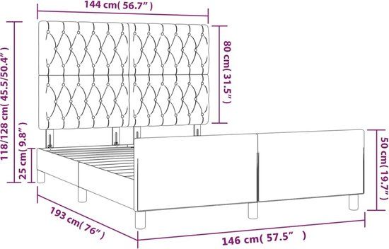 vidaXL Bedframe zonder matras stof taupe 140x190 cm