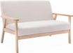 sweeek - Banc deux places en bois avec assise bouclette - Crème