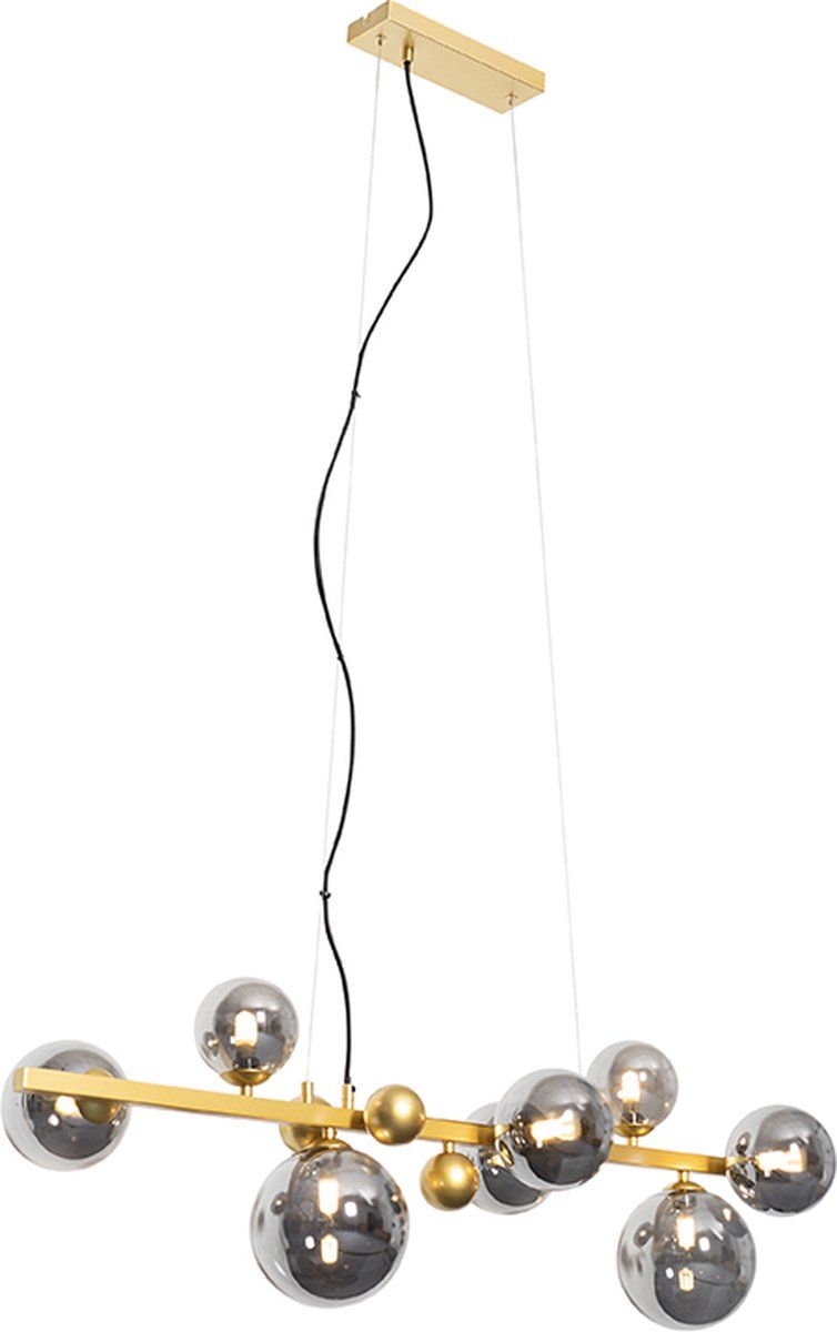 QAZQA David Art Deco Hanglamp - 8 Lichts - Goud/Messing - L 98 cm