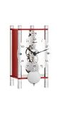 Hermle Skelettafelklok met geanodiseerde aluminium zuilen - Trapezium 23036-360721, Arabische wijzerplaat glas, rood, vernikkeld, 19,5 cm x 11 cm x 9 cm
