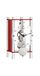 Hermle Skelettafelklok met geanodiseerde aluminium zuilen - Trapezium 23036-360721, Arabische wijzerplaat glas, rood, vernikkeld, 19,5 cm x 11 cm x 9 cm