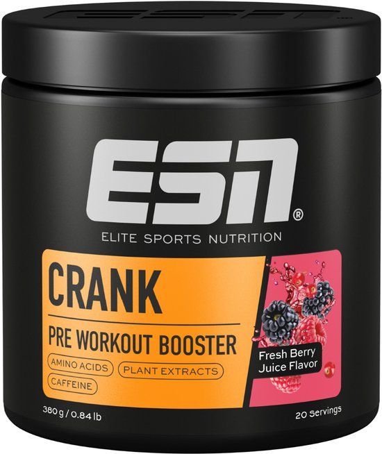 ESN Crank – Fresh Berry Juice – 380 g – Pre-Workout Booster met Citrulline – 100% Vegan