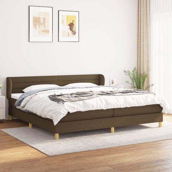 VidaXL Boxspring met matras, stof, donkerbruin, 200x200 cm