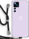 Case Company® - Xiaomi 12T Pro Case with Cord - Small Heart Purple - Black Cord - Back Cover