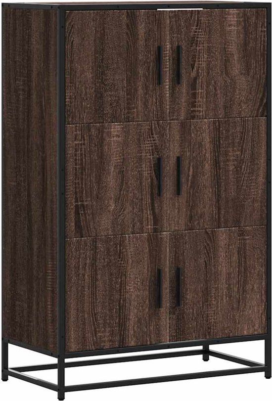 vidaXL Hoge kast 68x35x106,5cm bewerkt hout en metaal bruin eikenkleur