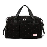HORCONDORM S.R.L. Sac de sport fraise pour filles, enfants, en velours côtelé, avec compartiment à chaussures et poche étanche, Noir