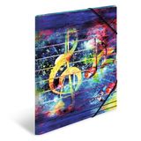 HERMA A3 Muziekmappenset, 3-delig, kinderkunststof hoekmappen met kunstmotief, elastiek, binnenkleppen en binnenopdruk voor jongens en meisjes