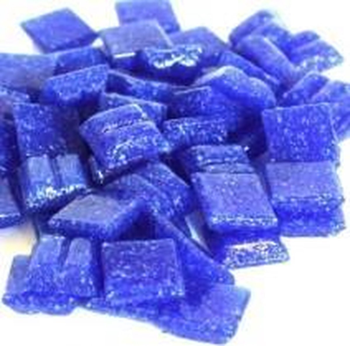 Cristallo Glas mozaïek steentjes 10 x 10 mm kleur Donkerblauw ± 300 gram