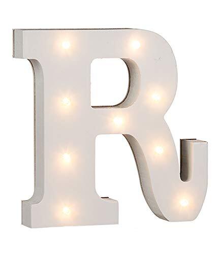 Out of the Blue 57/6091 - houten letter "R" verlicht met 9 LED-lampen, werkt op batterijen, ca. 16 cm